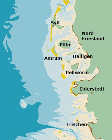 Drawing of the Schleswig-Holstein Wadden Islands