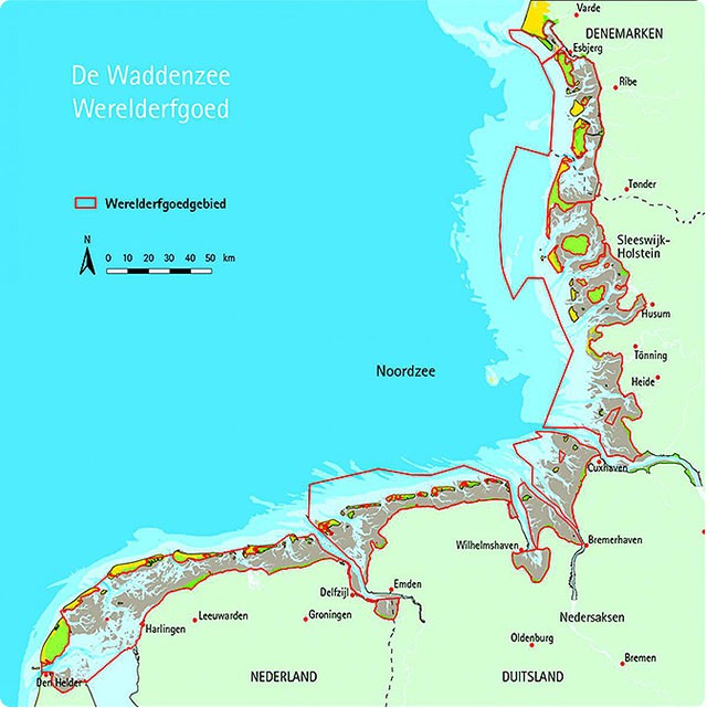 Waddenzee Werelderfgoed kaart