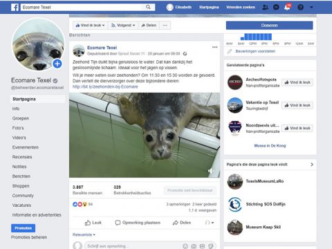 Printscreen van facebookpagina Ecomare